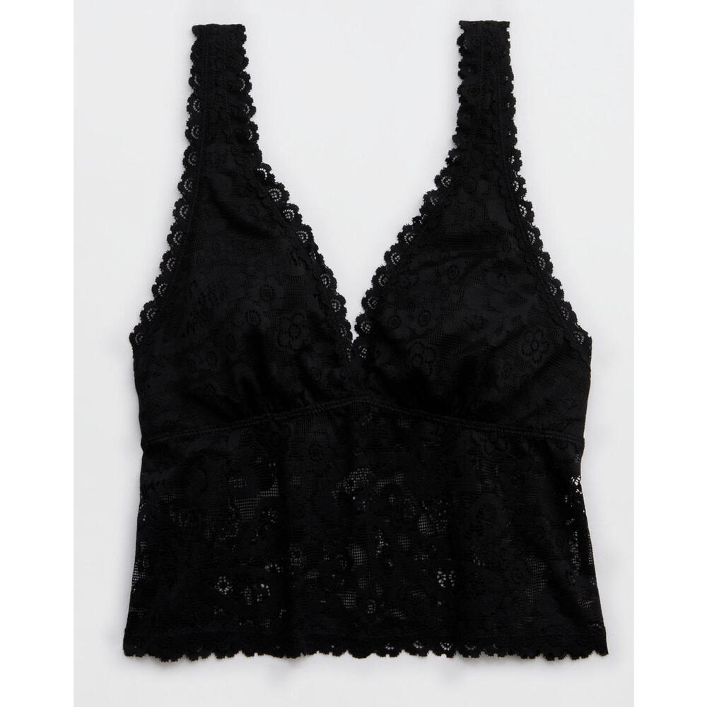 {SOLD} Aerie Black Lace Show Off Plunge Paisley Padded Bralette Tank Top- Small - Picture 3 of 9